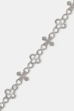 Iced Cross Motif Infinity Bracelet - 8mm - White