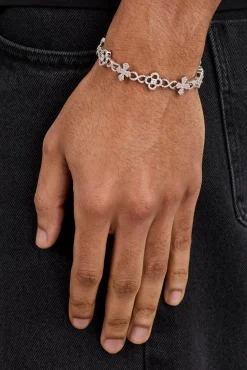 Iced Cross Motif Infinity Bracelet - 8mm - White