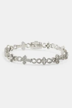 Iced Cross & Motif Infinity Bracelet - 10mm
