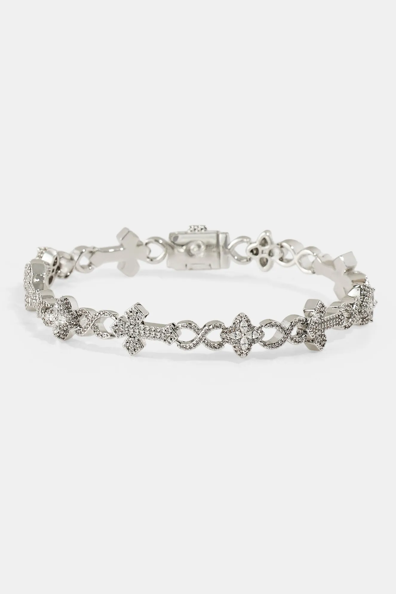 Iced Cross & Motif Infinity Bracelet - 10mm