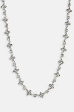 Iced Cross Motif & Square Stone Chain - 8mm
