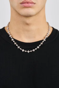 Iced Cross Motif & Square Stone Chain - 8mm