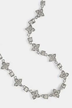 Iced Cross Motif & Square Stone Chain - 8mm