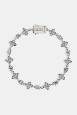 Iced Cross Motif & Square Stone Bracelet - 8mm