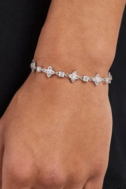 Iced Cross Motif & Square Stone Bracelet - 8mm