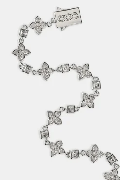 Iced Cross Motif & Square Stone Bracelet - 8mm