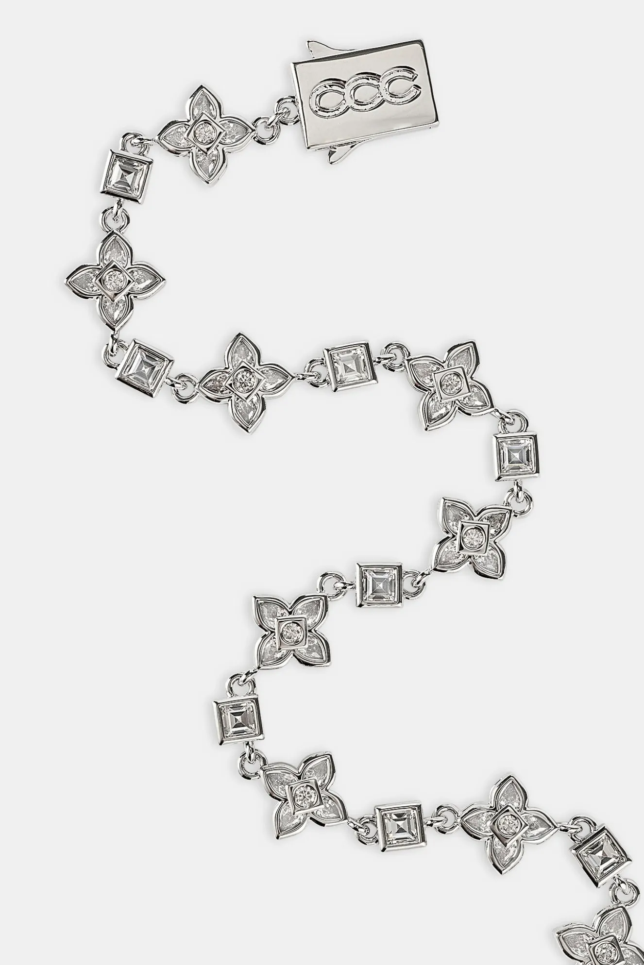 Iced Cross Motif & Square Stone Bracelet - 8mm
