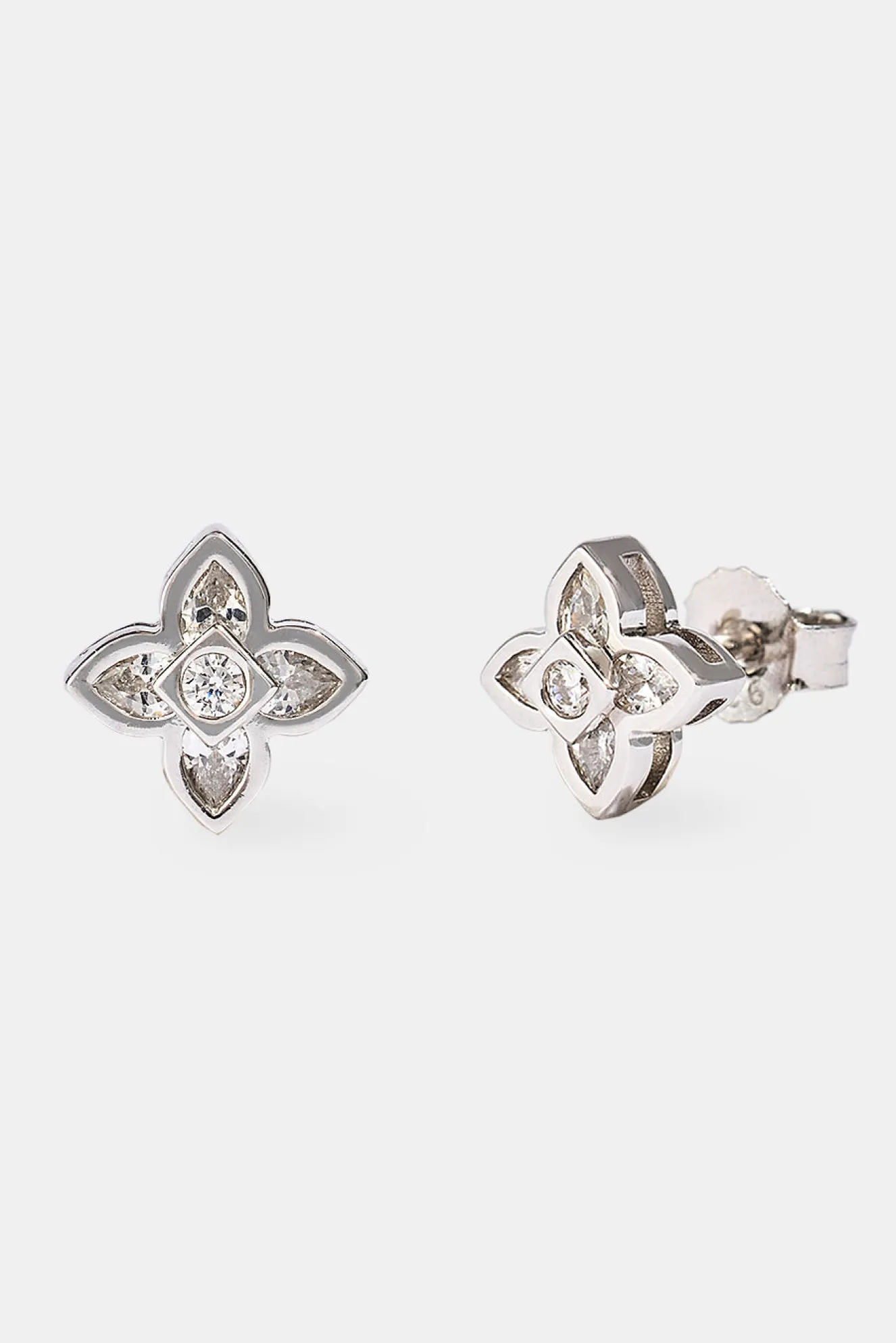 Iced Cross Motif Stone Stud Earrings - 8mm