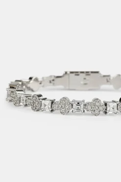 Iced Cross & Stone Bracelet - 6mm