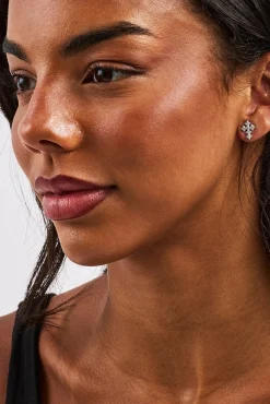 Iced Cross Stud - 10mm - White
