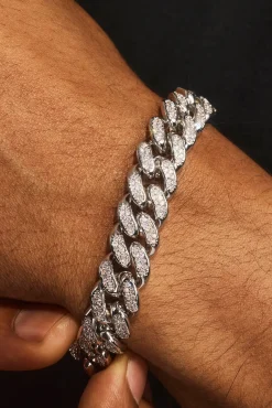 Iced Cuban Link Bracelet - 12mm - White