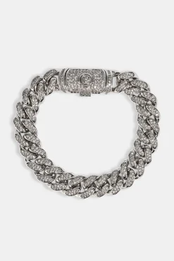 Iced Cuban Link Bracelet - 12mm - White