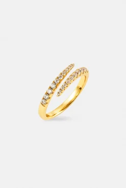 Iced CZ Wrap Ring - 7mm - Gold
