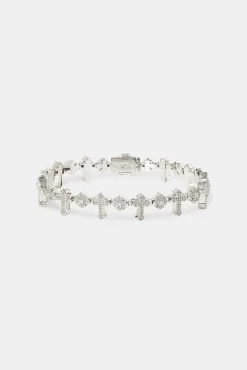Iced Double Cross Infinity Bracelet - 10mm