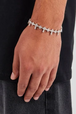 Iced Double Cross Infinity Bracelet - 10mm