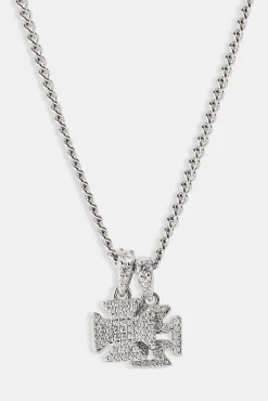 Iced Double Cross Motif Cuban Necklace - 10mm