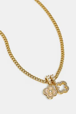 Iced Double Enamel & Iced Motif Necklace - 10mm