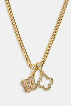 Iced Double Enamel & Iced Motif Necklace - 10mm