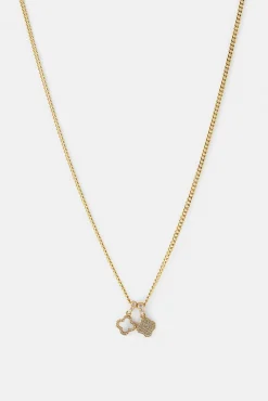 Iced Double Motif Cuban Necklace - 10mm - Gold