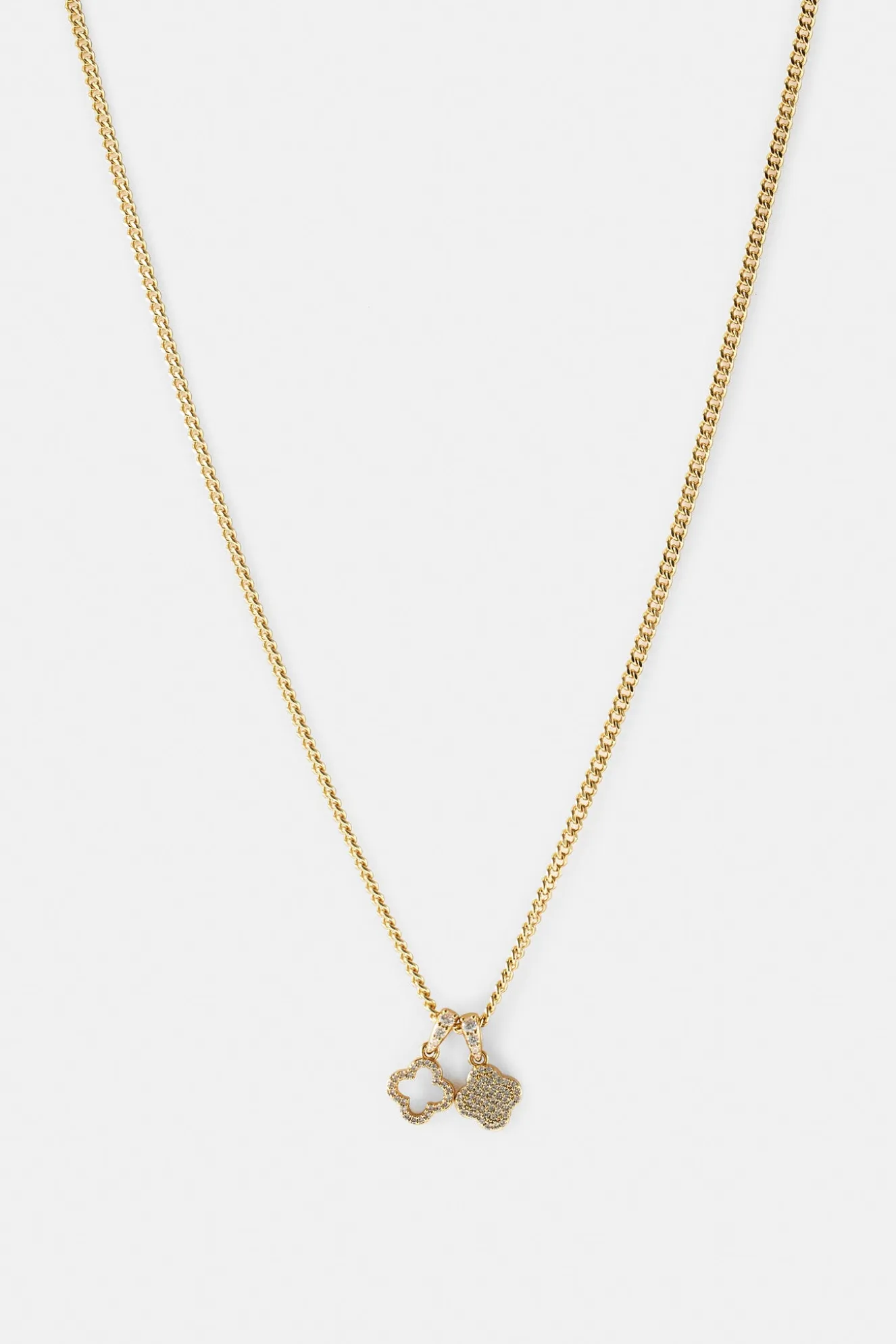 Iced Double Motif Cuban Necklace - 10mm - Gold