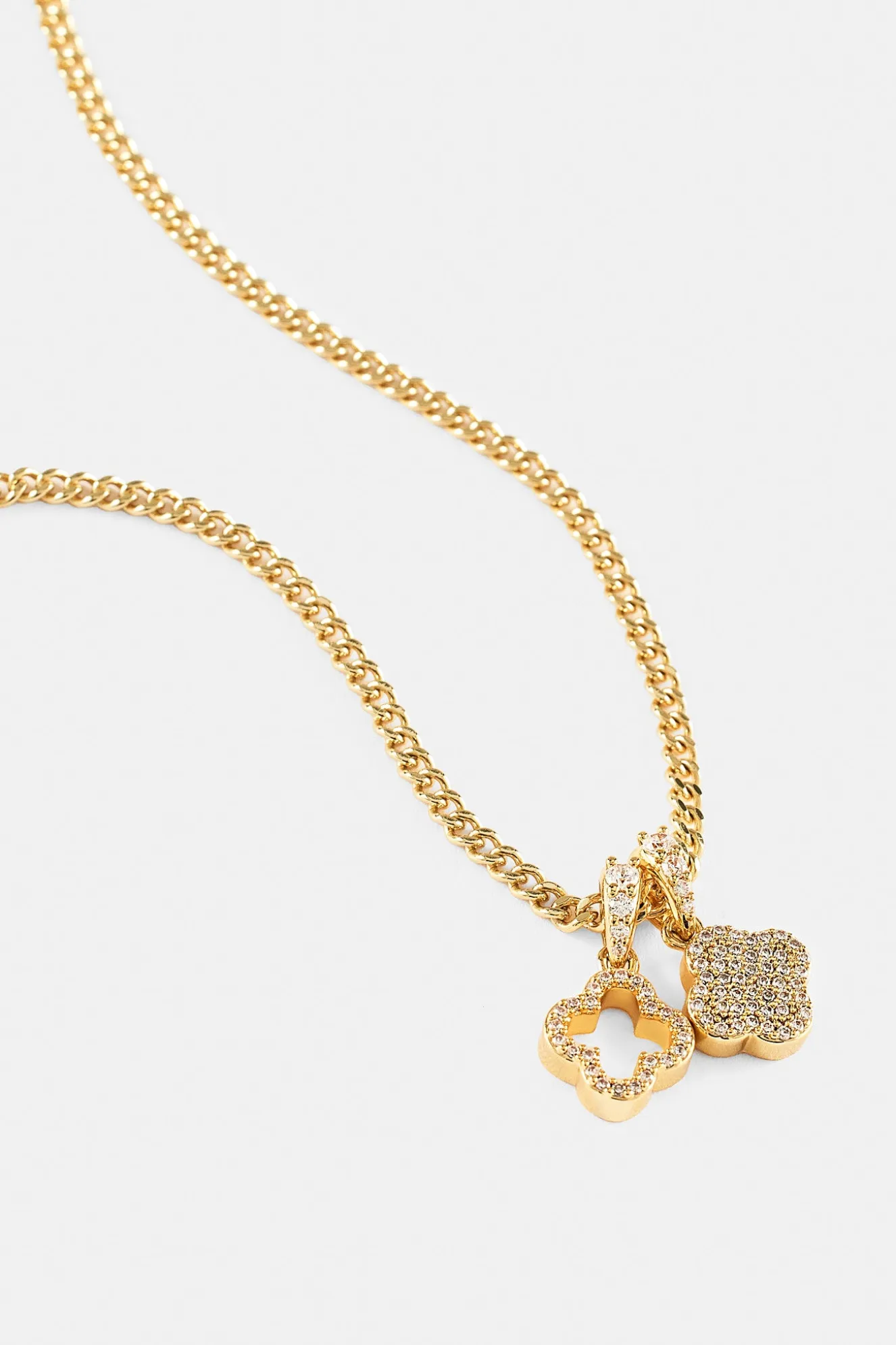 Iced Double Motif Cuban Necklace - 10mm - Gold