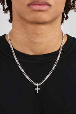 Iced Drop Cross Iced Cuban Necklace - 5mm