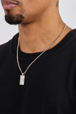 Iced Edge Cherub Pendant Necklace - 20mm - White