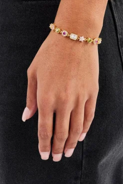 Iced Floral Multi Gemstone Bracelet - 6mm