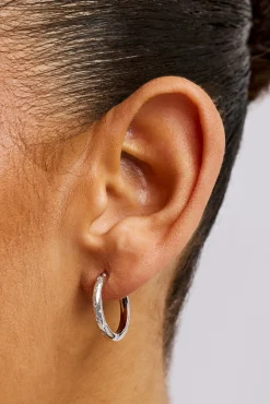 Iced Gemstone Hoop Earrings - 20mm - White