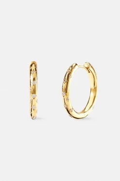 Iced Gemstone Hoop Earrings - 20mm