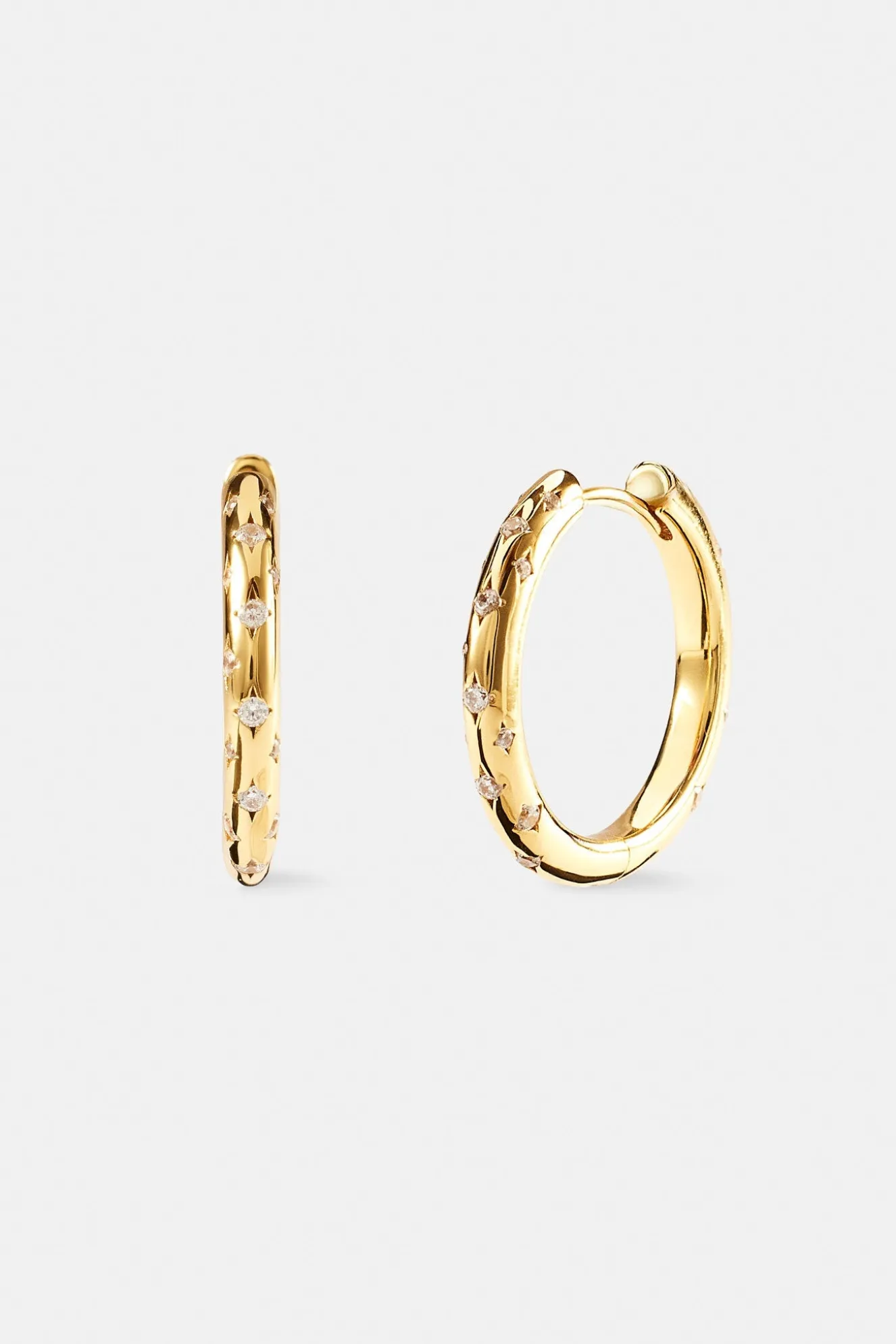 Iced Gemstone Hoop Earrings - 20mm