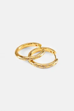 Iced Gemstone Hoop Earrings - 20mm