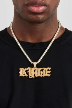 Iced Gothic Font Letter Pendant - 25mm - Gold