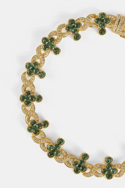 Iced Green Cross Infinity Link Bracelet - 10mm