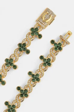Iced Green Cross Infinity Link Bracelet - 10mm