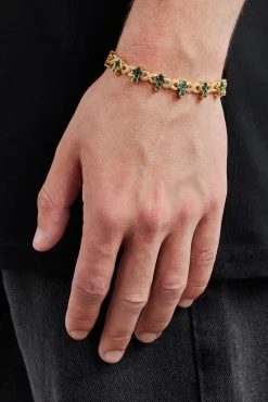 Iced Green Cross Infinity Link Bracelet - 10mm