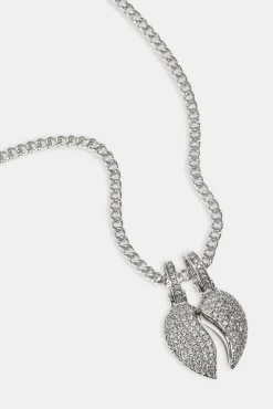 Iced Heartbreak Pendant Necklace - 15mm - White