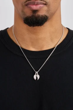 Iced Heartbreak Pendant Necklace - 15mm - White