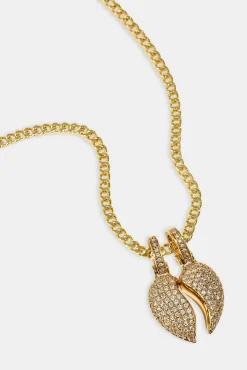 Iced Heartbreak Pendant Necklace - 15mm - Gold