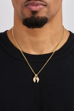 Iced Heartbreak Pendant Necklace - 15mm - Gold