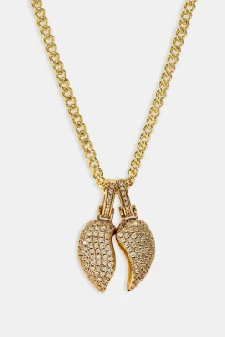 Iced Heartbreak Pendant Necklace - 15mm - Gold