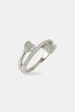 Iced Heart Twist Ring - 6mm - White