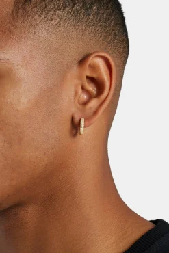 Iced Hoop Earrings - 15mm - Gold