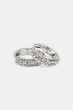 Iced Hoop Earrings - 15mm - White