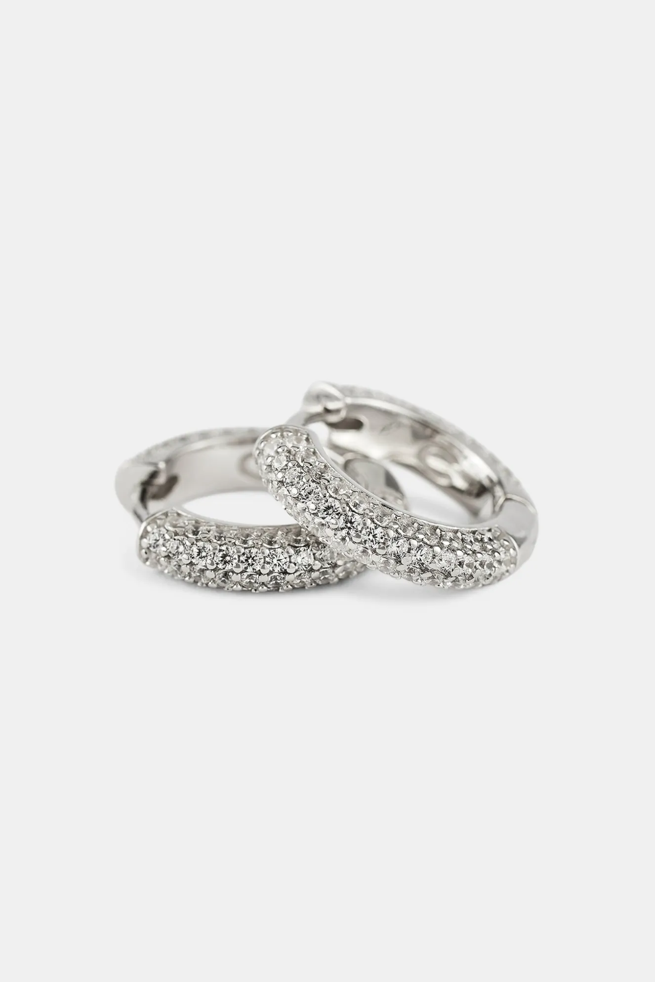 Iced Hoop Earrings - 15mm - White