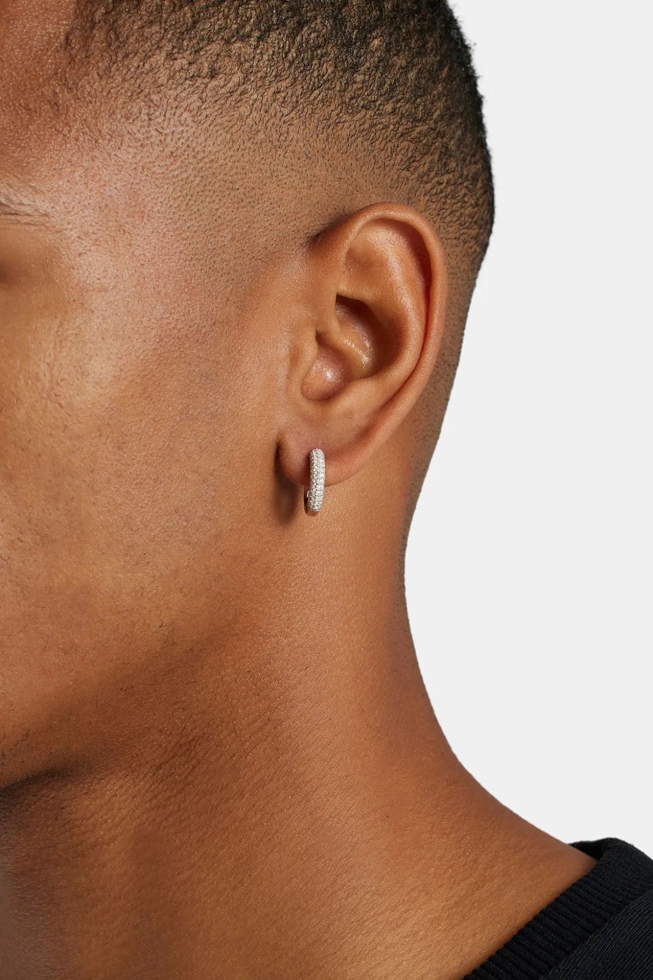Iced Hoop Earrings - 15mm - White