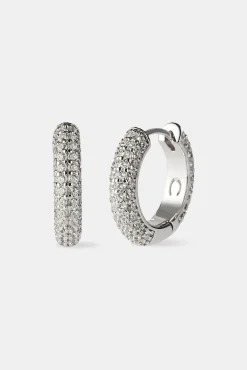 Iced Hoop Earrings - 15mm - White