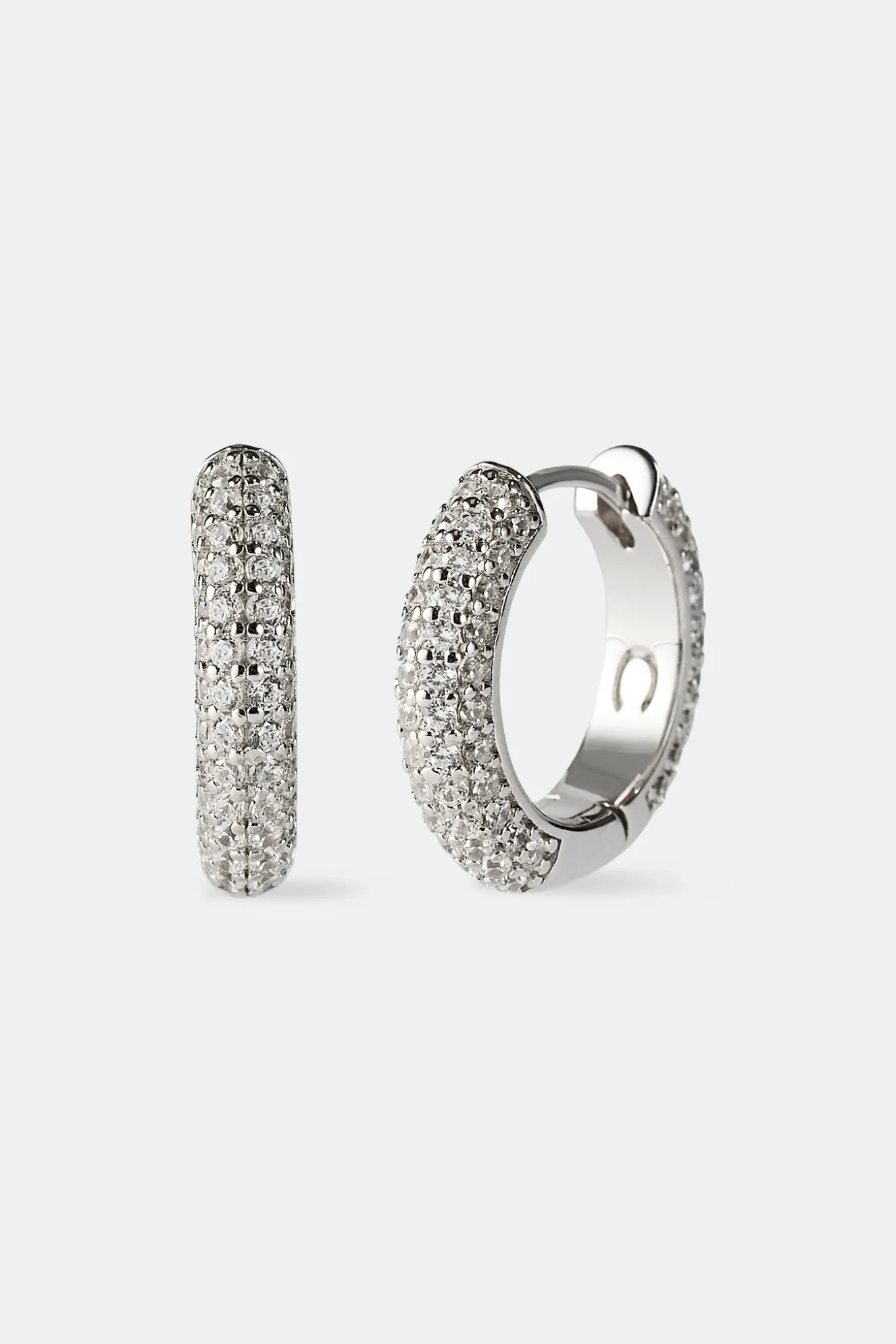 Iced Hoop Earrings - 15mm - White