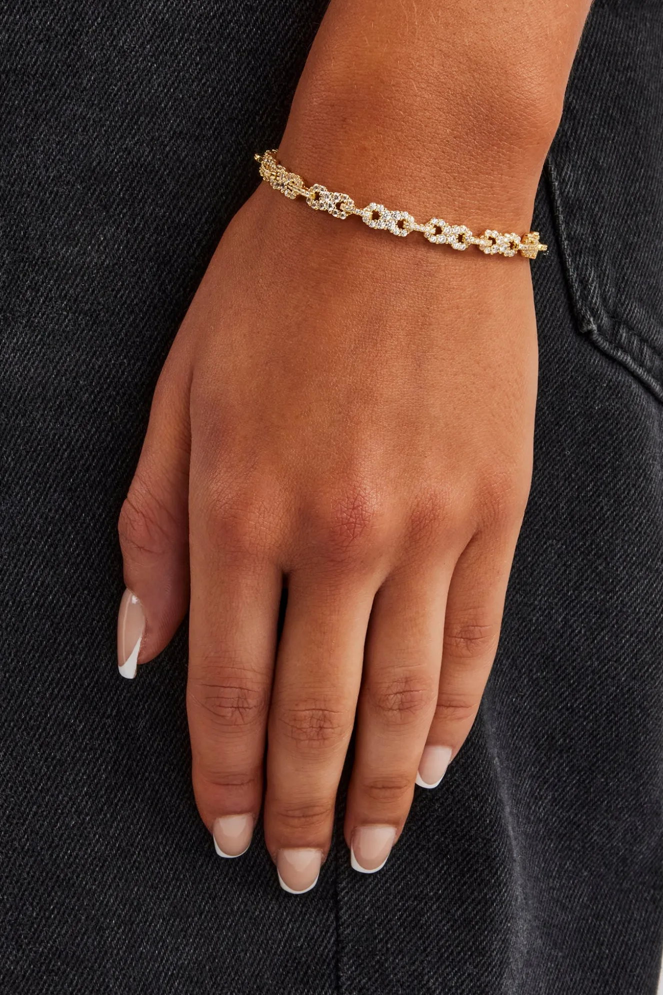 Iced Infinity Link Bracelet - Gold - 6mm