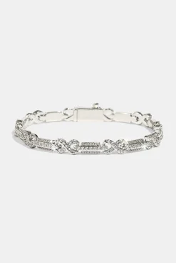 Iced Infinity Rectangle Link Bracelet - 6mm - White